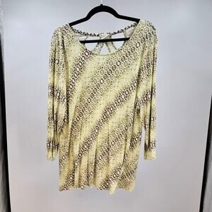 Chico's Yellow and Brown Patterned Blouse